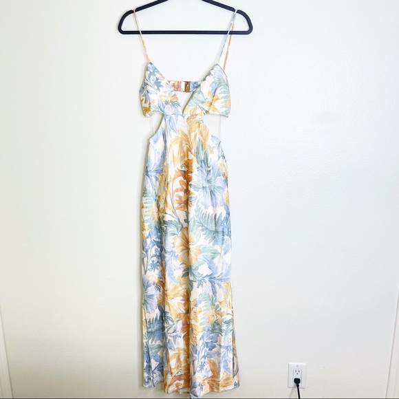 Anthropologie Floral Maxi Dress in Blue and Orange - Picture 6 of 8